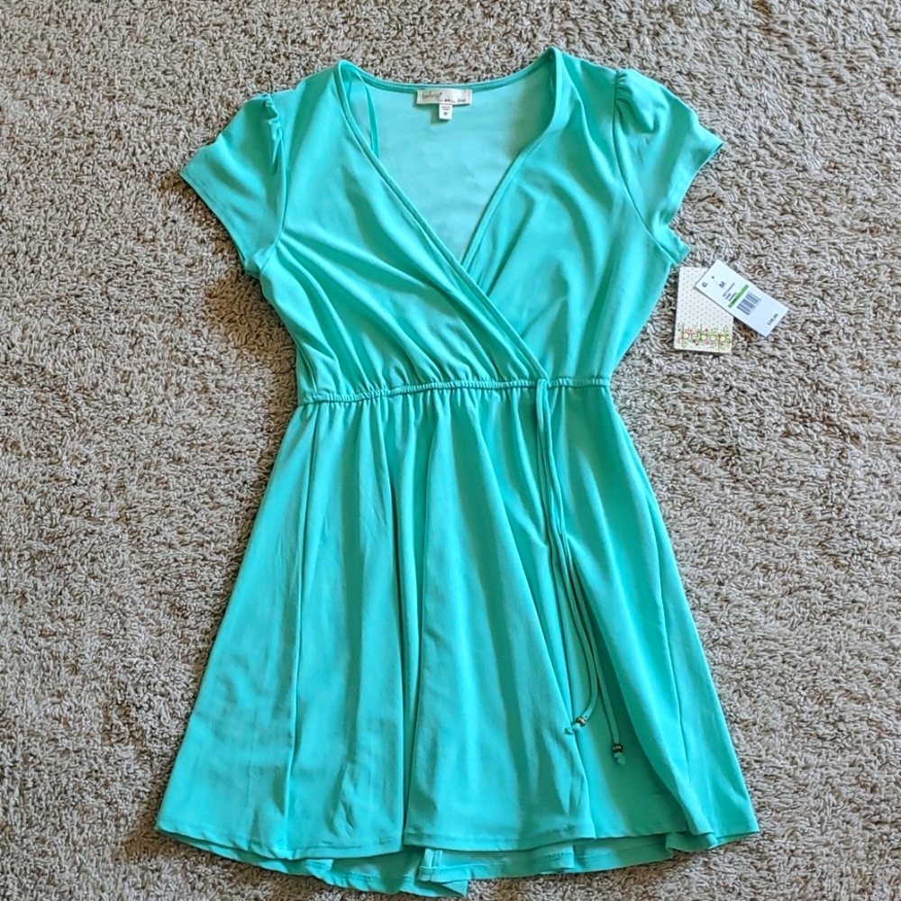 BeBop Juniors Short Sleeve Wrap Dress Sage/Mint Green Size Med